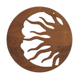 Hand-Carved Sun and Moon Wooden Wall Decor – Gold & Rustic Brown Celestial Wall Hanging