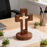 Hollow Wooden Cross Tabletop Decor | Christian Home Accent
