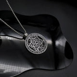 Amulet seal Solomon hexagram 12 signs of the zodiac pendant stainless steel necklace - BGCOPPER