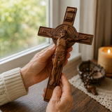 Bgcopper INRI Wood Carving Crucifix - size and finish detail