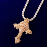 Rose Cross Iced Out Pendant Necklace – Divine Love & Eternal Devotion