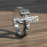 Crucifixion of Jesus S925K Silver Cross Ring