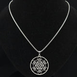 Stainless Steel Metatron's Cube Necklace Pendant Sacred Geometry Amulet Jewelry - BGCOPPER