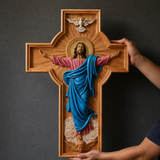 October New Release: Hand-Carved Painted Wood Cross — The Ascension of Christ