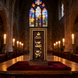 Holy Family Three Sacred Hearts Candlestick Wooden Carved Tabletop Arrangement