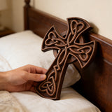 Celtic Love Cross Hand-Carved Wooden Wall Art: Faith, Unity, and Timeless Craft