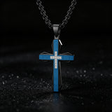 Brushed & Faceted Titanium Steel Cross Necklace – Modern Faith, Bold Devotion