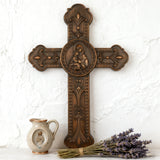 Wooden crucifix of the Virgin, Virgin Mary, Baby Jesus, religious wooden icon, wall crucifix, wall decoration