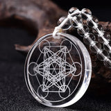 White Crystal Metatron Tesseract Necklace, Spiritual Protection Medal - BGCOPPER