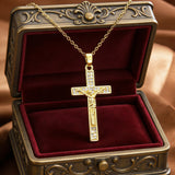 Zircon-Encrusted Jesus Cross Necklace: Faith Worn with Grace