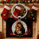 “Our Lady & Child” Stained Glass Style Keychain – A Daily Reminder of Maternal Grace