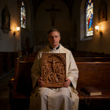 Handcarved Beechwood Crucifix Relief — Let His Sacrifice Settle Into Your Days