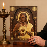 Sacred Heart Wood Carvings: Jesus & Mary, Handcrafted Tokens of Divine Love