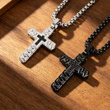 Retro Braided Texture Inlaid Zircon Cross Pendant Necklace
