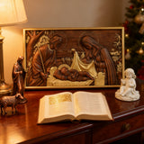 Krippe Holz geschnitzte Plakette, religiöses Wand dekor, Weihnachts geschenk