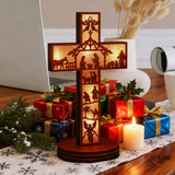 Boxwood LED Nativity Cross – The Light of Christ Shines Within
