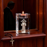 Jesus Crystal Engraved Candle Holder: Light & Faith in One