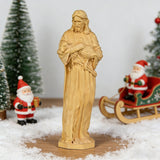 Jesus as the Good Shepherd Wooden Circular Sculpture: Desktop Decoration