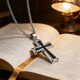 Silver & Black Textured Cross Necklace: A Stylish Fusion of Faith and Edge