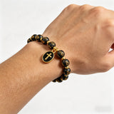 Cross Charm Beaded Stretch Bracelet – Faith, Hope & Timeless Devotion