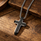 Hammered Two-Tone Stainless Steel Cross Necklace – Strength, Faith & Rugged Elegance
