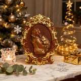 Our Lady & Child Wooden Plaque: A Christian Symbol of Mary’s Love & Christ’s Humble Birth