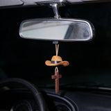 Cowboy Hat & Cross Car Charm: Faith Meets Western Spirit