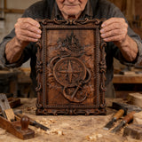 Nautical Compass & Anchor Hand-Carved Wood Wall Art: Adventure Woven in Beechwood