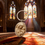 Madonna & Child Oval Alloy Glass Keychain