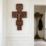 Eastern Orthodox Crucifixion Cross Wall Decor - Faith & Redemption Theme Wooden Carved Wall Hanging