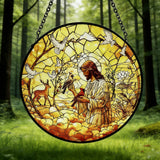 Jesus & Creation Stained Glass Suncatcher: Light, Faith, and the Beauty of God’s World