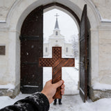 American Flag Cross - Carved in Natural Wood