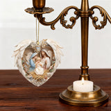 Nativity Scene Heart Angel Acrylic Ornament