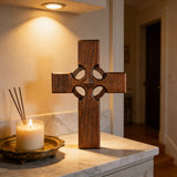 Irish Celtic Cross Wooden Hand Carved Cross for Wall Decor, Religious Gift Cross