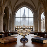 Hand-Painted Enamel Menorah (9-Branch Candelabra) - craftsmanship detail
