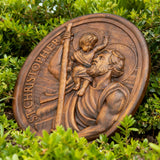 St.Christopher Christian Wood Carving Plaque/The patron saint of travelers