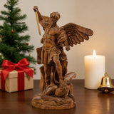 Boxwood Archangel Michael Carving: A Christmas Gift of Divine Protection