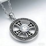 Celtic Knot Crystal Cross Wheel Necklace – Faith & Elegance Woven in Light