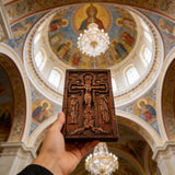 Hand-Carved Crucifix Wood Plaque: A Sacred Tribute to Redemption
