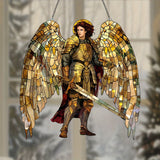 Archangel Michael Stained-Glass Style Acrylic Suncatcher: Divine Protection for Your Space đĄïž