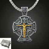 Michael Archangel and Crucifixion Front and Back Engraved 925K Sterling Silver Pendant Necklace - BGCOPPER
