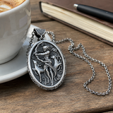 Artemis Greek Goddess Pendant Necklace, Vintage Pure Tin Mythology Necklace