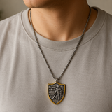 Two-Tone Armor of God Knight Shield Stainless Steel Necklace