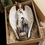 Guardian Angel Shelter Holy Family Nativity Scene Resin Statue - side view