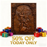 Archangel Michael Solid Wood Carving - design detail