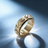 Sun, Moon & Stars Rotating Fidget Ring | Celestial Anxiety Relief Jewelry