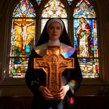 Bgcopper Ascension of Jesus wood carving cross