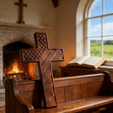 American Flag Cross - Carved in Natural Wood
