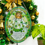 "Shamrock Angel" Stained Glass Suncatcher – A Blessing of Protection & Joy