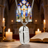 Lord’s Prayer Cross Dog Tag Necklace: Faith That Rides With You